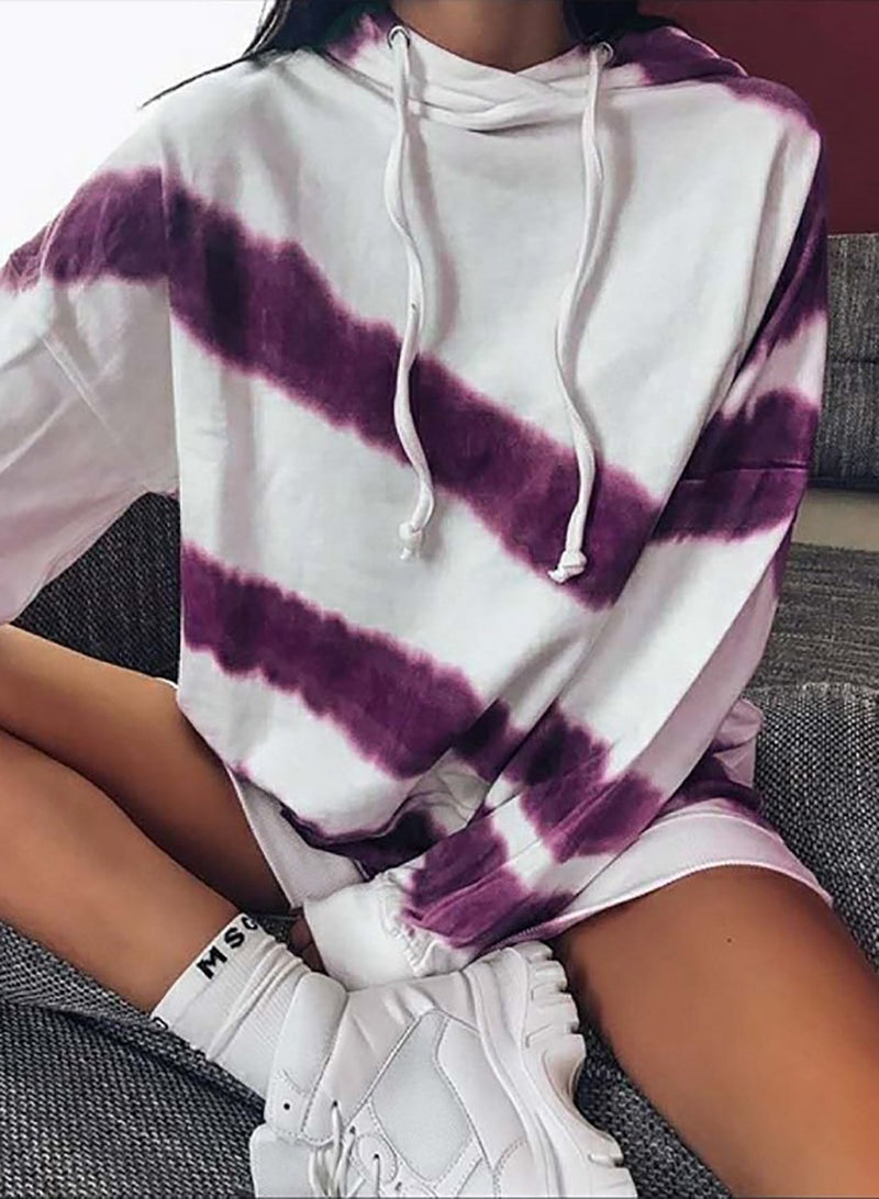 Sweat à Capuche d'hiver Tie Dye Grande Taille pour Femme