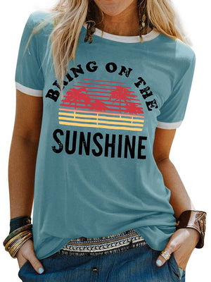 T-shirt Imprimé Sunshine Manches Courtes Col Rond