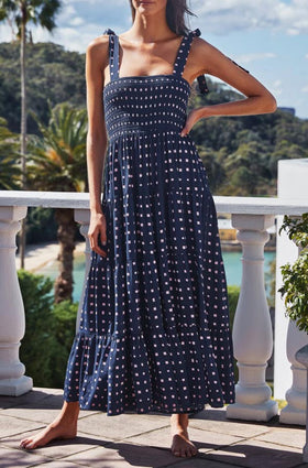 Robe Maxi Fleurie à Bretelles Encolure Carrée Sans Manches