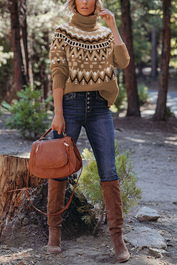 Into The Woods Textured Turtle Neck Sweater