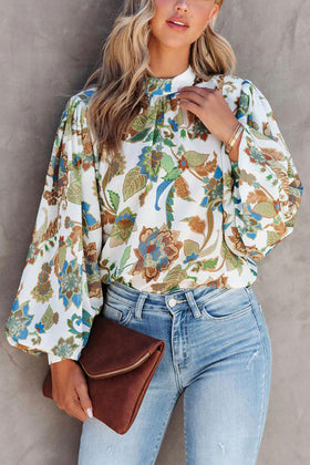 Novakiki Shady Grove Printed Balloon Sleeve Blouse