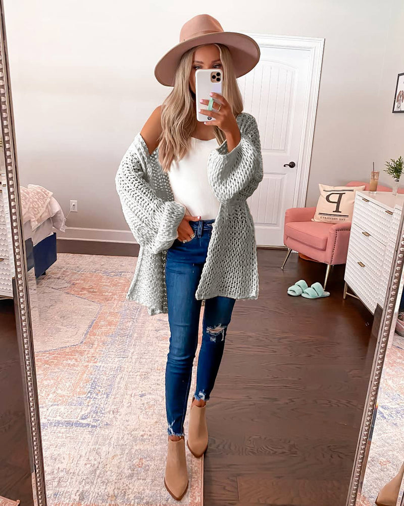 Pull Cardigan en Tricot Ouvert Devant