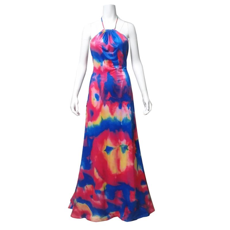 Robe Longue Bretelles Spaghetti Tie Dye