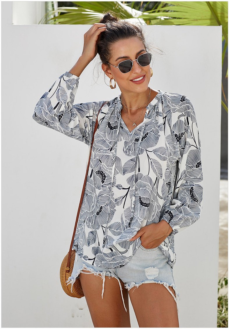 Casual Floral Top Manches Longues Femmes