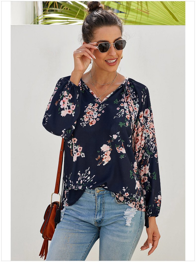 Casual Floral Top Manches Longues Femmes