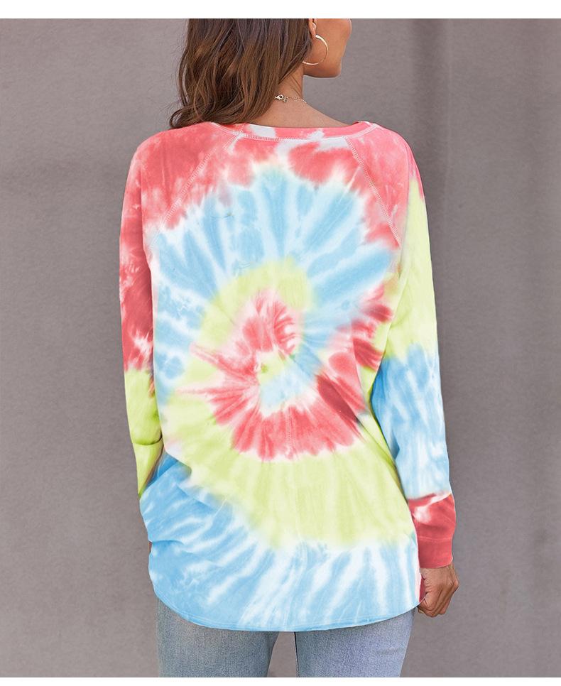 Tie Dye Tops Manches Longues Femmes