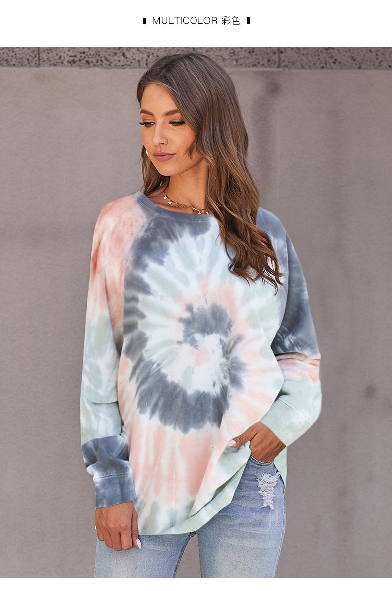 Tie Dye Tops Manches Longues Femmes