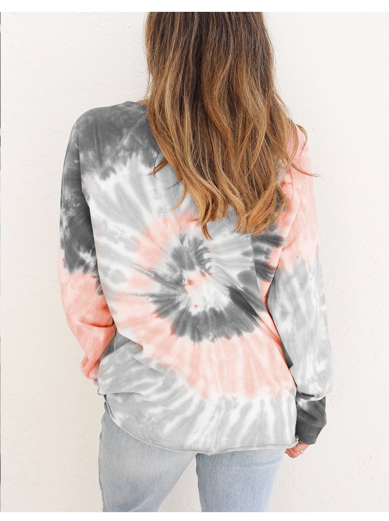 Tie Dye Tops Manches Longues Femmes