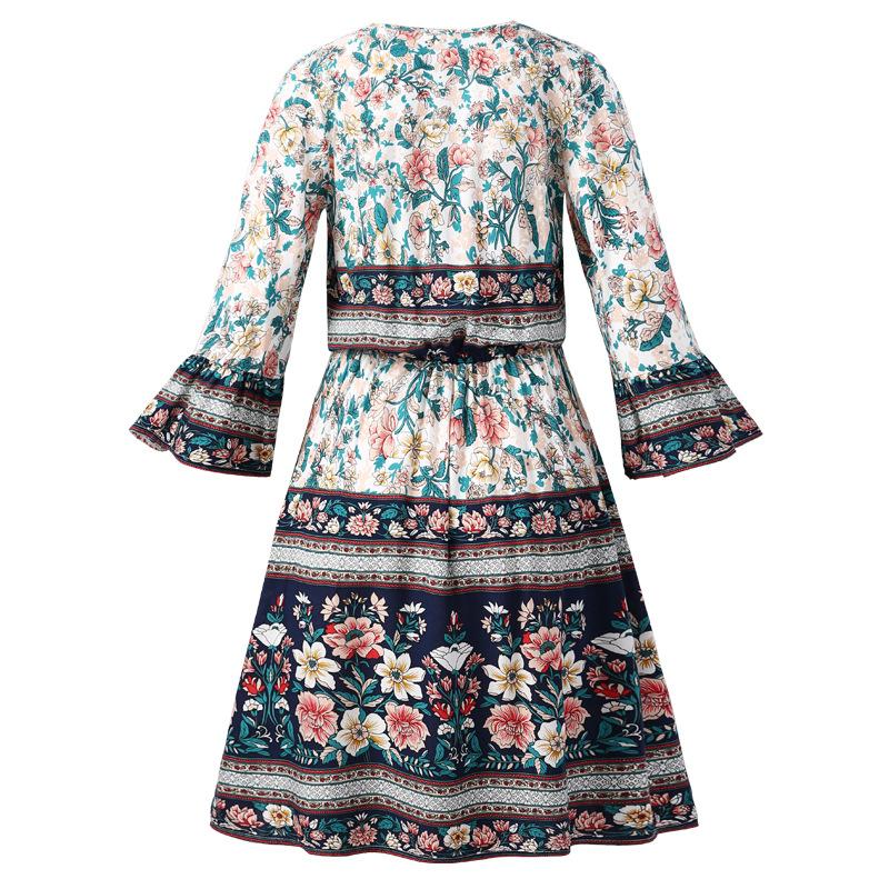 Mini-robe Volants Col en V Floral Boho