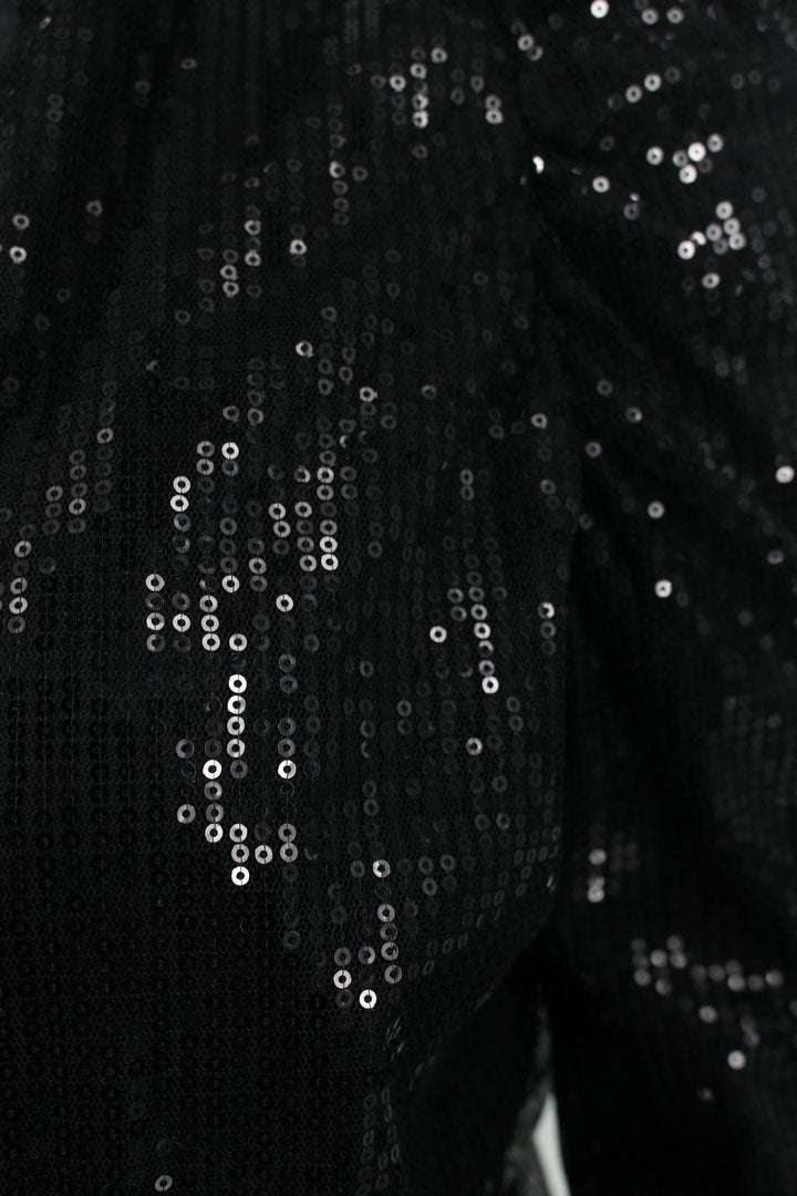 Blazer Court Manches Longues Sequins Brillants