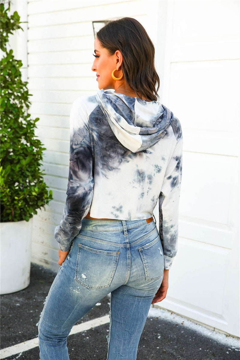 Tops Manches Longues Tie Dye Capuche