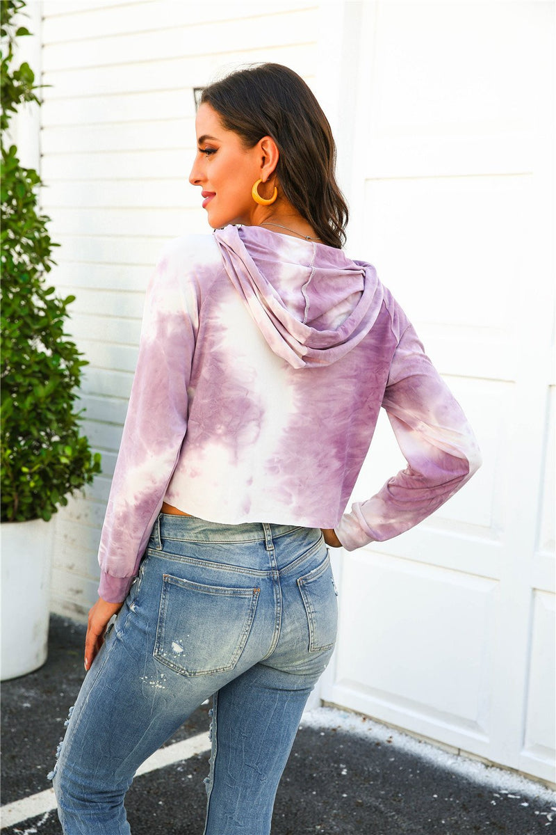 Tops Manches Longues Tie Dye Capuche