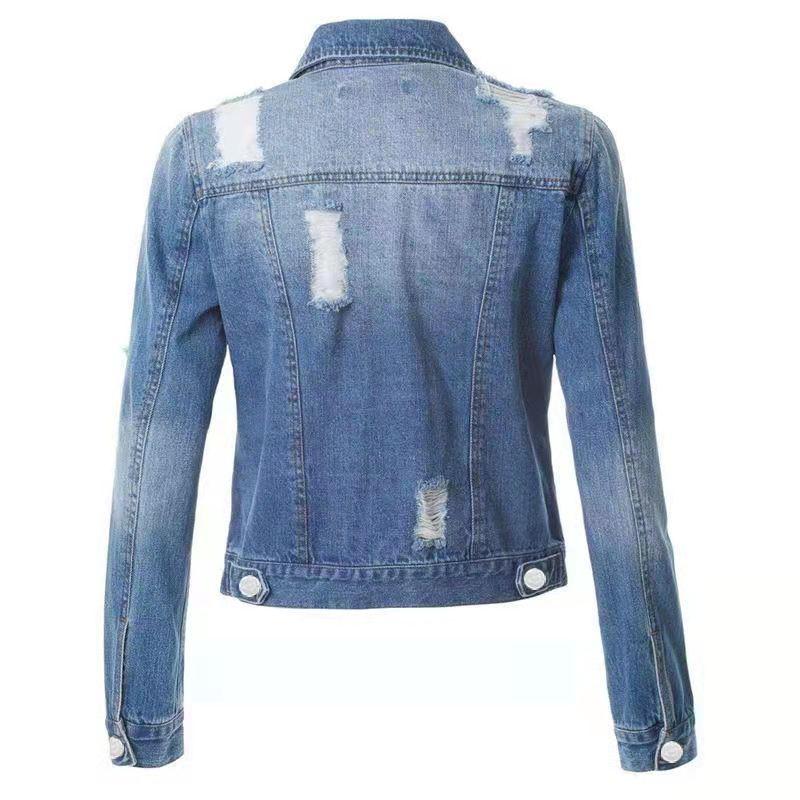 Veste en Jean Denim Boutonnée Manches Longues