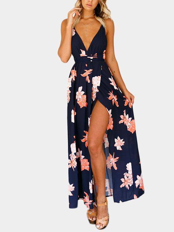 Robe Imprimée à Encolure en V