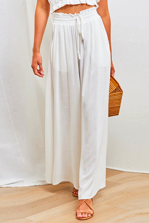 Drawstring Elastic Waist Wide Leg Baggy Pants(5 Colors Available)