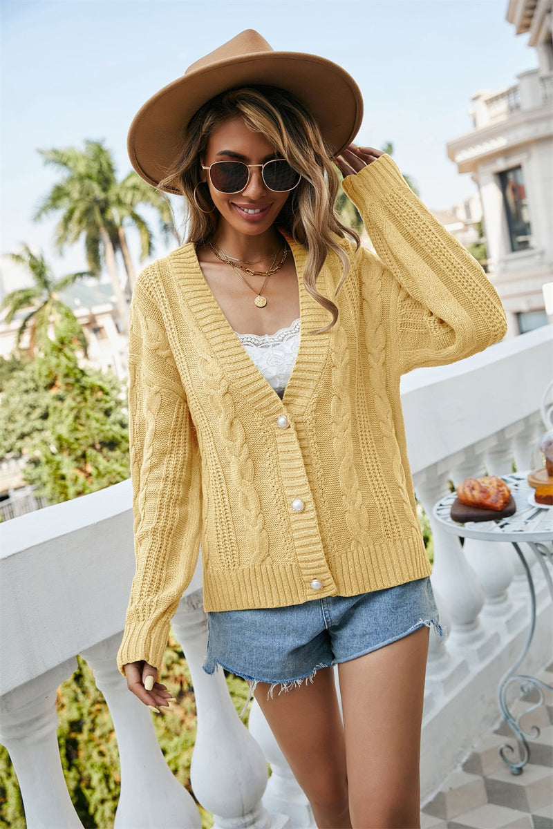 Pull Cardigan Tricoté Manches Longues Devant Ouvert