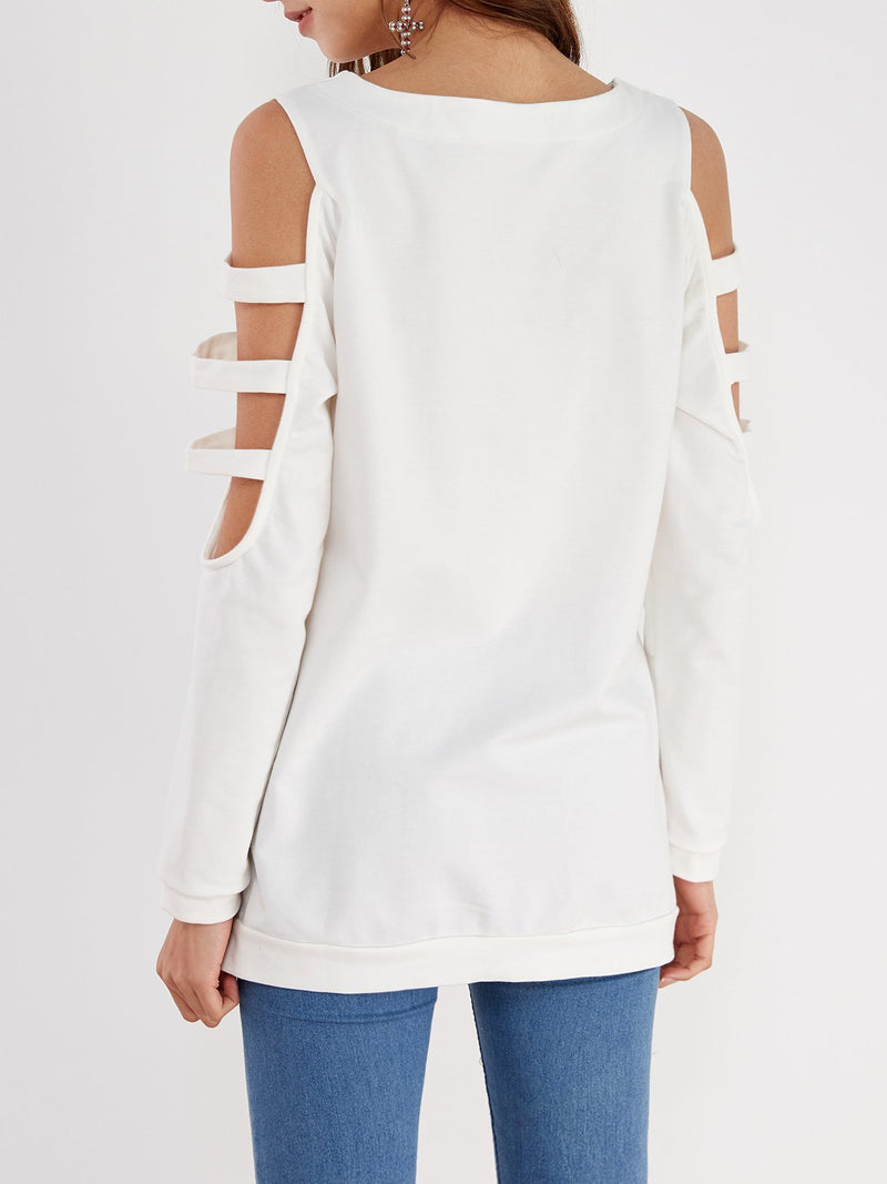 Cold Shoulder Slouchy Strappy Cut-outs T-shirt - CA Mode