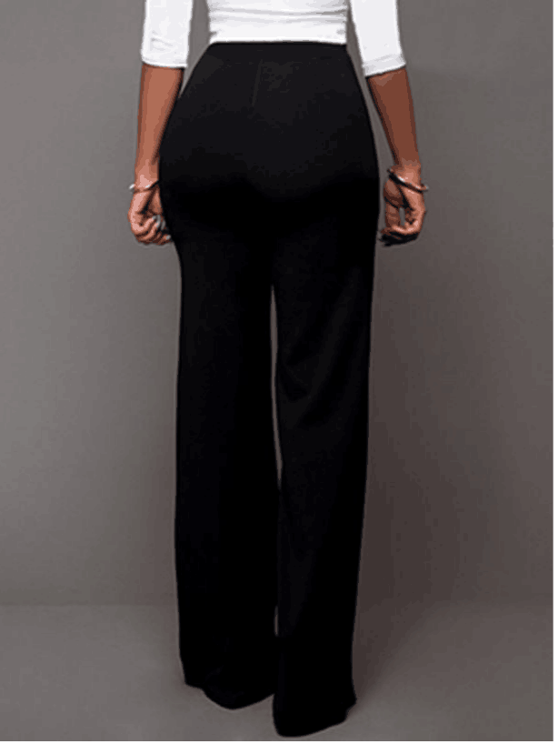 Pantalon Taille Haute Lâche Long Bouton