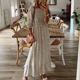 Robe Maxi Longue Imprimé Floral Doux Comme le Miel