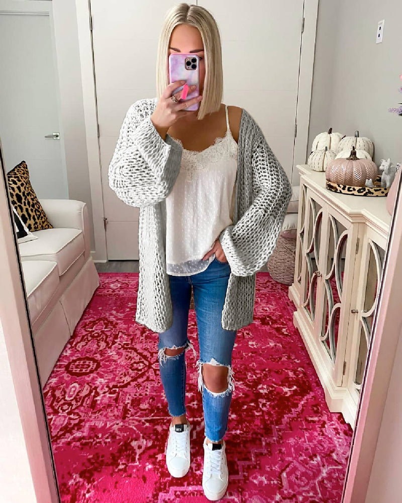 Pull Cardigan en Tricot Ouvert Devant