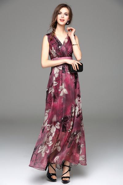 Robe Légère à Imprimé Floral Rouge