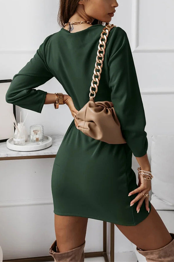 Dare To Be You Ruched Long Sleeve Mini Dress