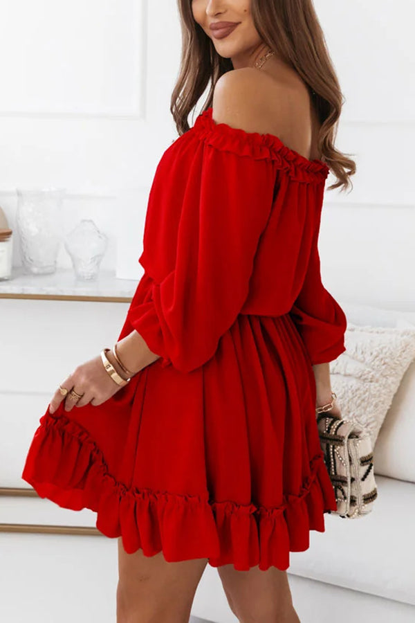 Ray of Sun Off Shoulder Long Sleeve Mini Dress