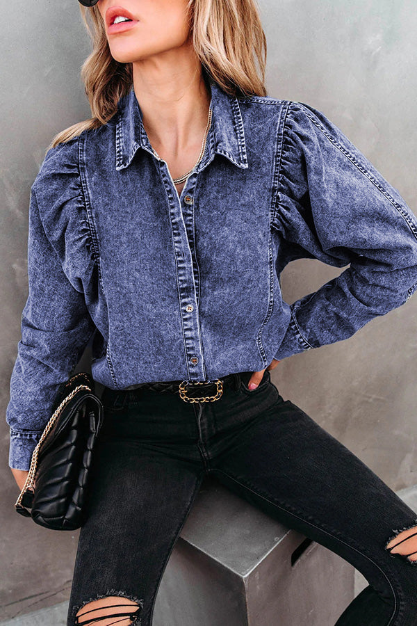 Novakiki Booker Denim Button Down Top