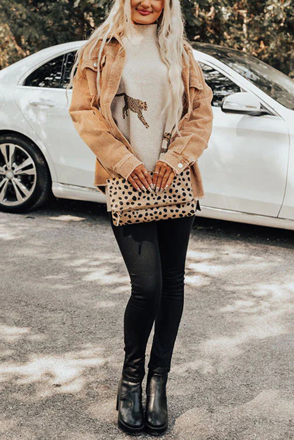 Cozy and Kind Leopard Print Knit Sweater