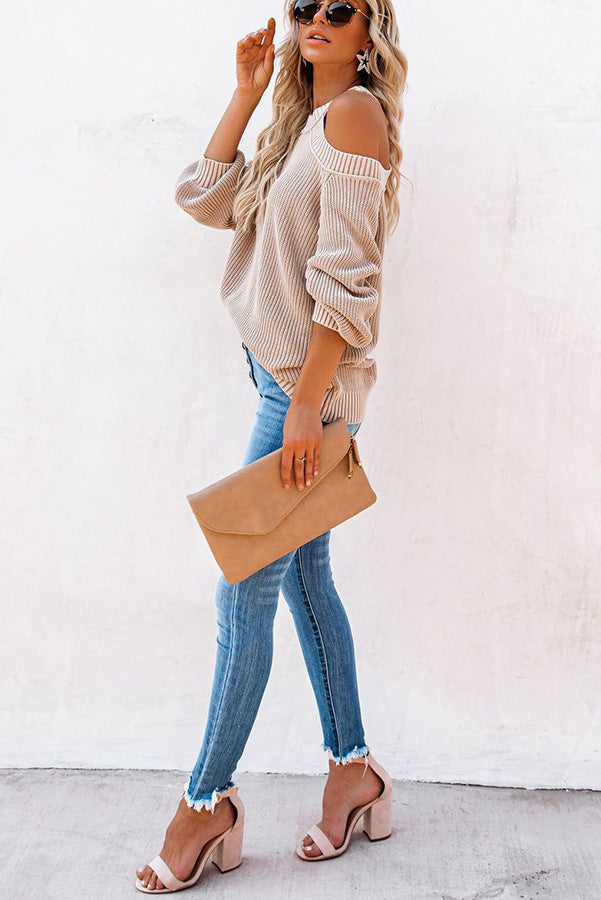 Taste of Winter Cold Shoulder Knit Sweater