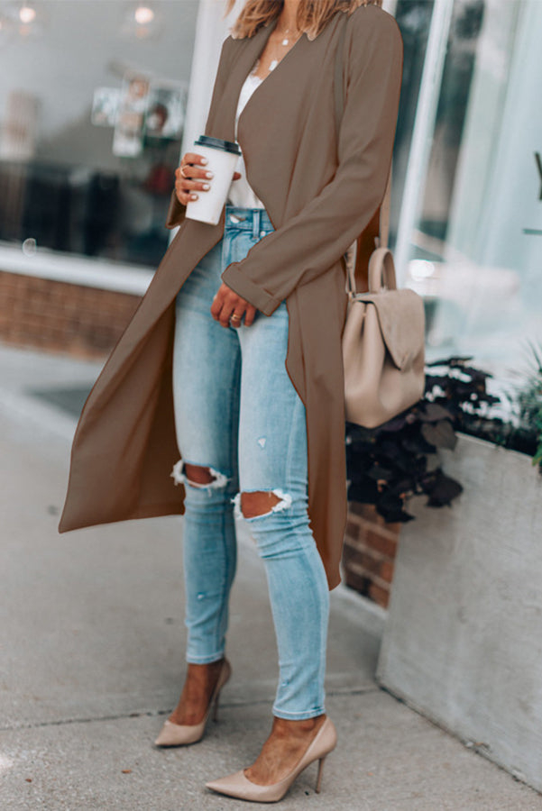 Make It Happen Lapel Midi Trench Coat