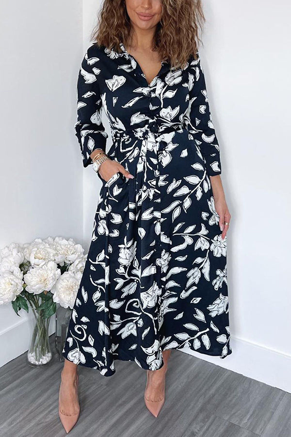 Cider and Sunshine Floral Shirt Midi Dress