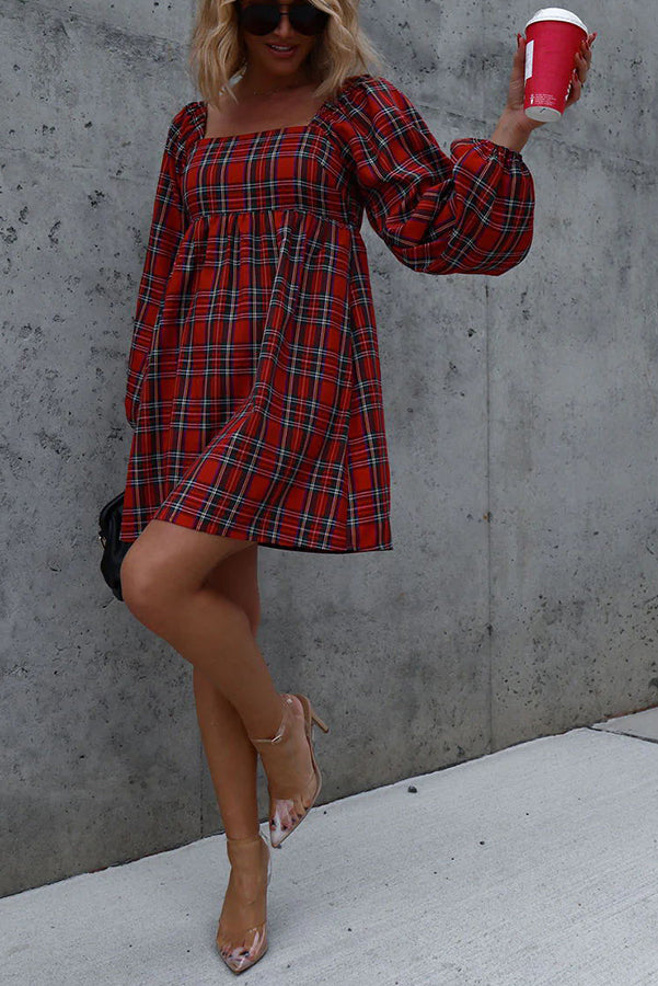 A Lovely Time  Plaid Babydoll Dress