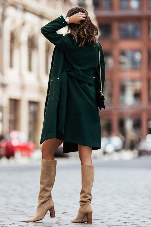 Rocky Mountain Studded Pocket Belted Midi Coat