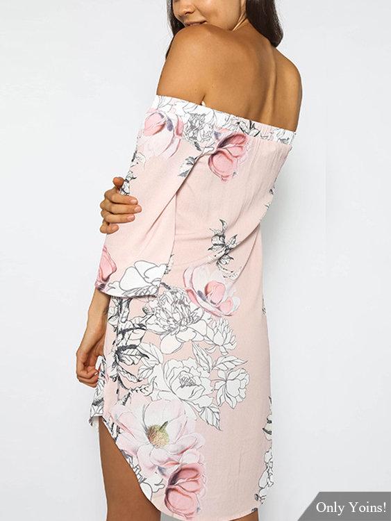 Robe à imprimé floral aléatoire à épaules dénudées