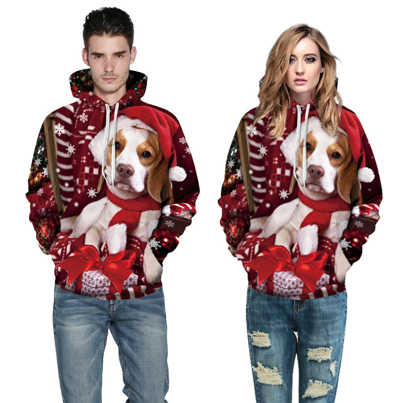 Sweat-shirt à Capuche avec Motif Du Chien Noël