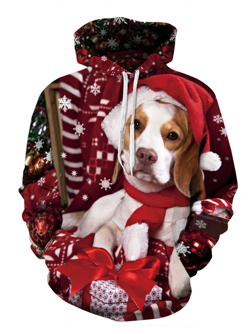 Sweat-shirt à Capuche avec Motif Du Chien Noël