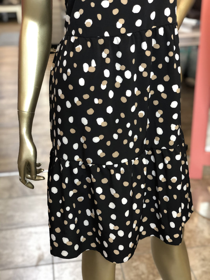 Mini-Robe à Pois Sans Manches et Col Rond