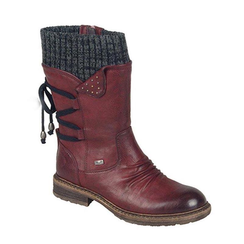 Bottes d'hiver Chaudes à Lacets pour Femmes