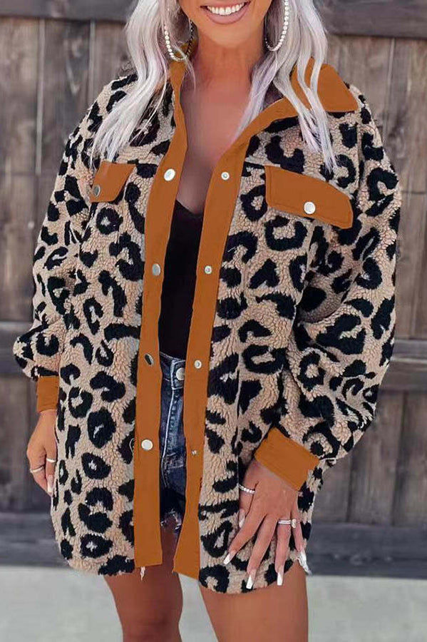 Fashionably Late Leopard Pocketed Teddy Shacket