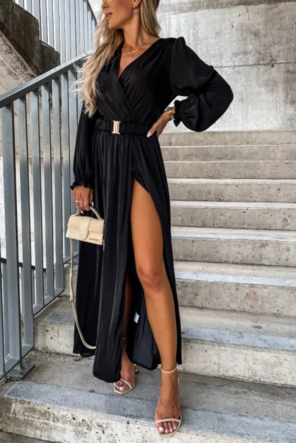 Creating Magic Long Sleeve Belted Maxi Dress