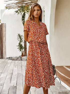 Robe Midi Floral Léopard