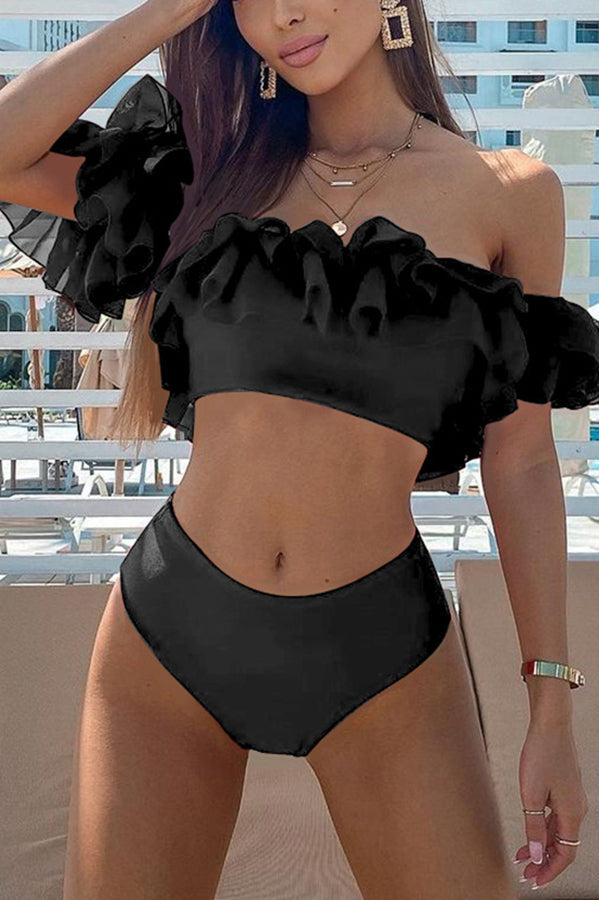 Ready for Sun Ruffle Off Shoulder Bikini Set