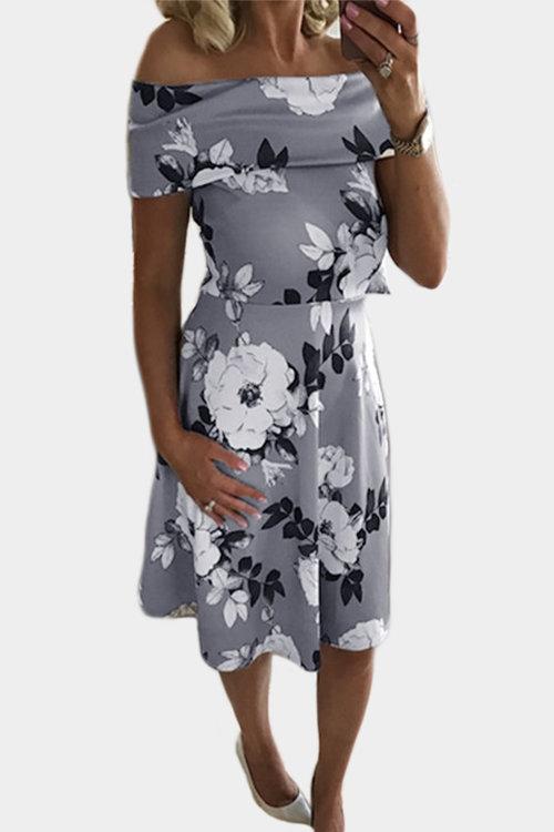 Robe Florale à Epaules Dénudées