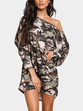 Mini Robe Asymétrique Camouflage - CA Mode