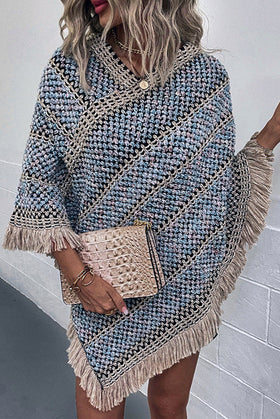 Everything and More Crochet Patterned Knit Poncho