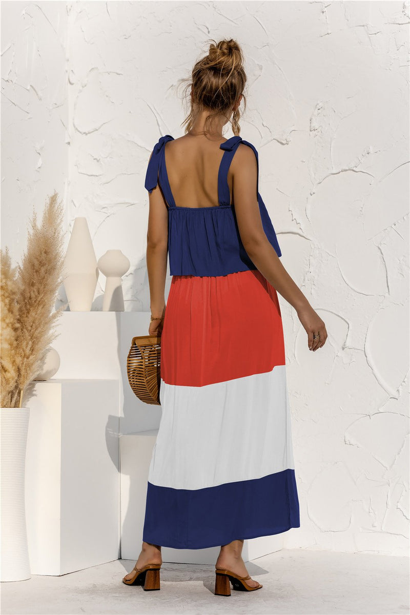 Robe Maxi Sans Manches Encolure Carrée Bretelles Réglables