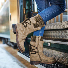 Bottes d'hiver Chaudes à Lacets pour Femmes