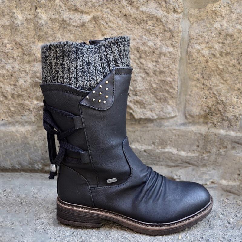 Bottes d'hiver Chaudes à Lacets pour Femmes