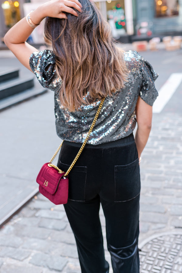 Light The Way Puffy Sleeve Sequin Top